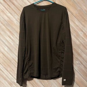 Roots chocolate brown Long Sleeve Tee Casual Comfort ribbed stripped ruching
